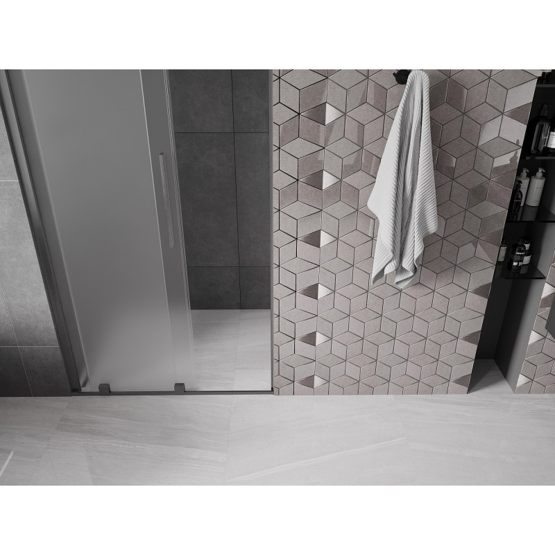 Mexen Velar drzwi prysznicowe rozsuwane 110 cm, szron, gun gray szczotkowany - 871-110-000-31-66