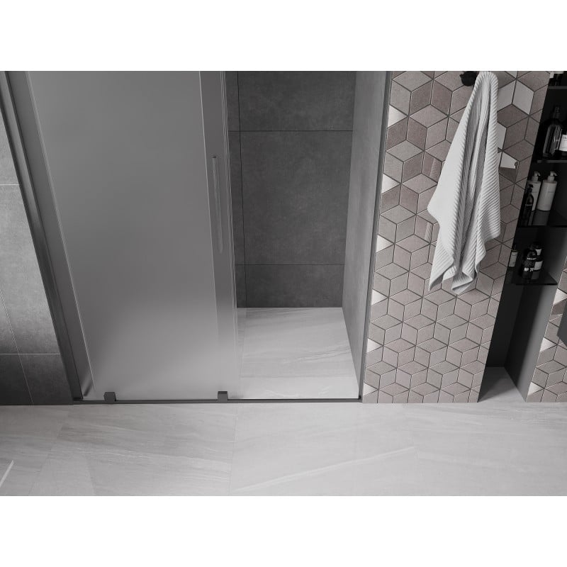 Mexen Velar drzwi prysznicowe rozsuwane 140 cm, szron, gun gray szczotkowany - 871-140-000-31-66