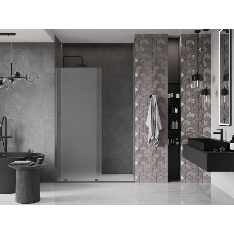 Mexen Velar drzwi prysznicowe rozsuwane 140 cm, szron, gun gray szczotkowany - 871-140-000-31-66