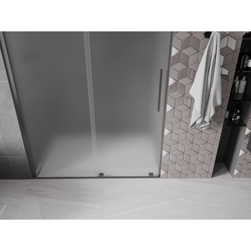 Mexen Velar drzwi prysznicowe rozsuwane 140 cm, szron, gun gray szczotkowany - 871-140-000-31-66