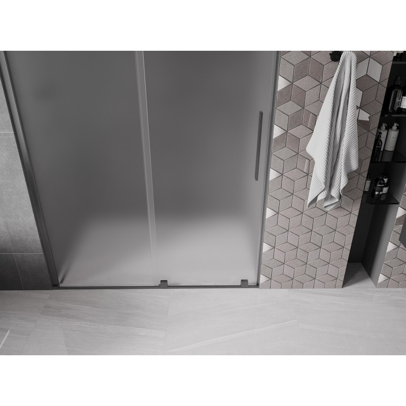 Mexen Velar drzwi prysznicowe rozsuwane 160 cm, szron, gun gray szczotkowany - 871-160-000-31-66
