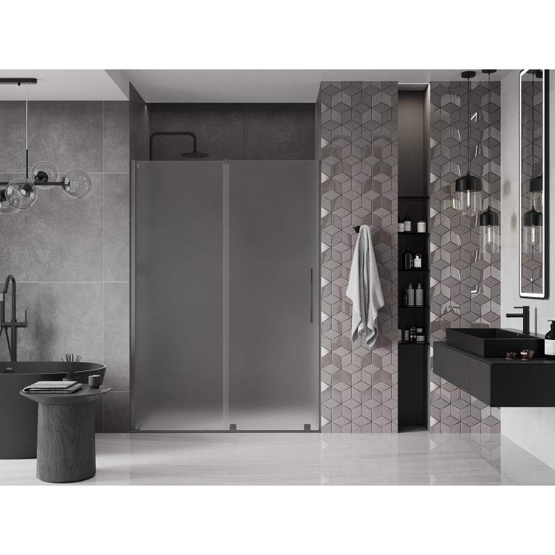 Mexen Velar drzwi prysznicowe rozsuwane 150 cm, szron, gun gray szczotkowany - 871-150-000-31-66