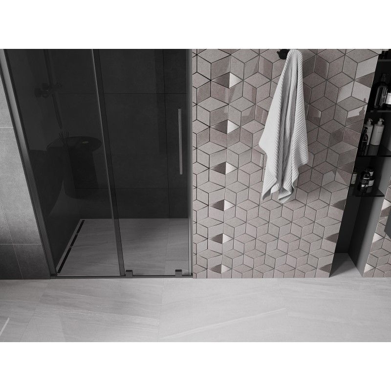 Mexen Velar drzwi prysznicowe rozsuwane 110 cm, grafit, gun gray szczotkowany - 871-110-000-41-66