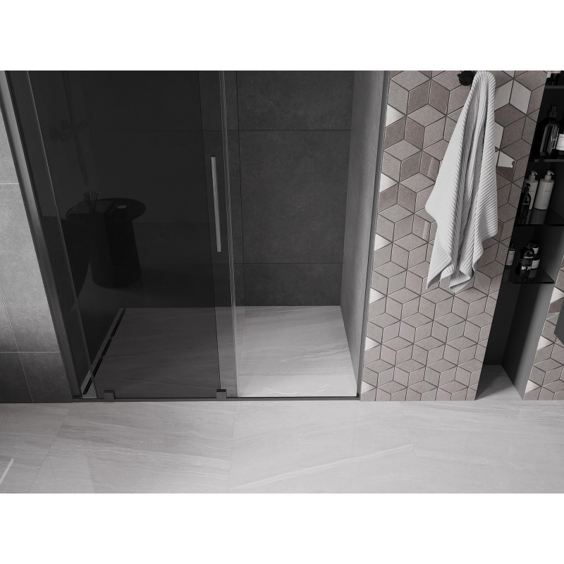 Mexen Velar drzwi prysznicowe rozsuwane 130 cm, grafit, gun gray szczotkowany - 871-130-000-41-66