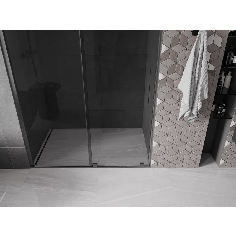 Mexen Velar drzwi prysznicowe rozsuwane 150 cm, grafit, gun gray szczotkowany - 871-150-000-41-66