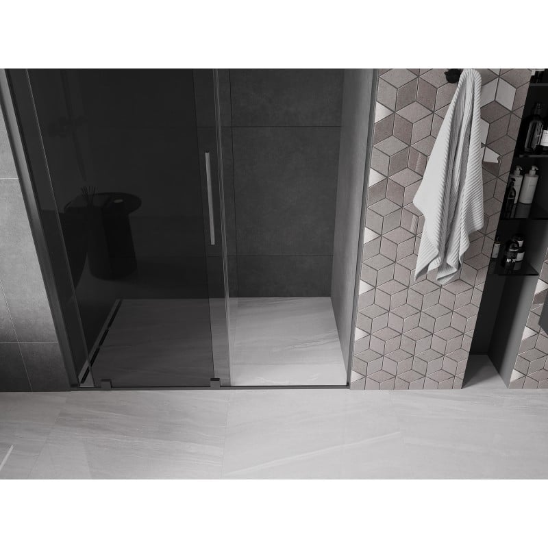 Mexen Velar drzwi prysznicowe rozsuwane 150 cm, grafit, gun gray szczotkowany - 871-150-000-41-66