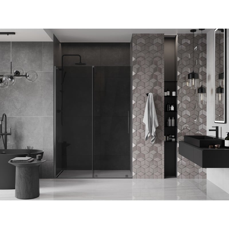 Mexen Velar drzwi prysznicowe rozsuwane 150 cm, grafit, gun gray szczotkowany - 871-150-000-41-66