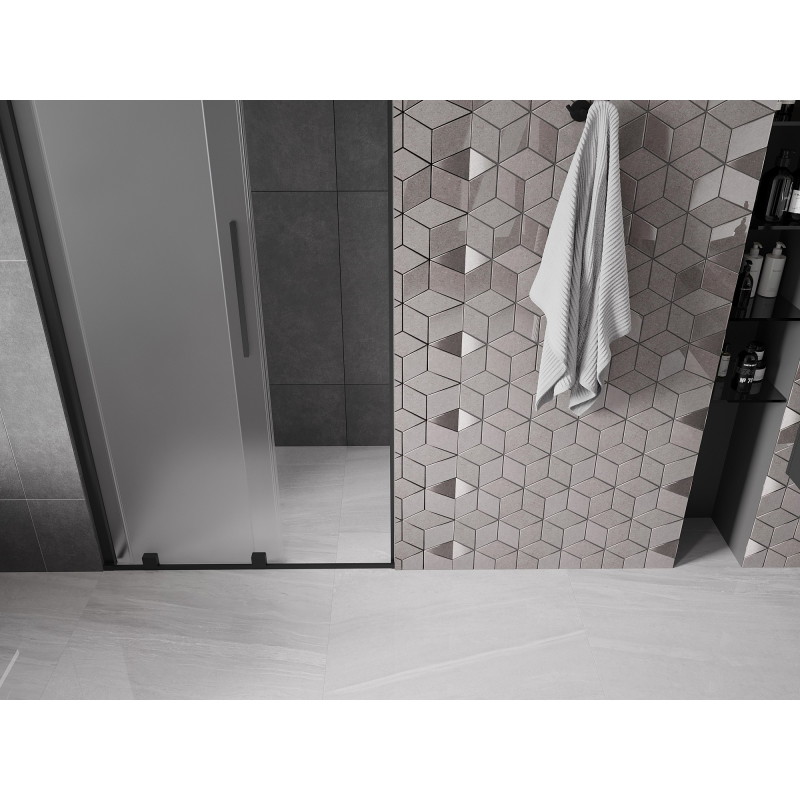 Mexen Velar drzwi prysznicowe rozsuwane 100 cm, szron, czarne - 871-100-000-31-70
