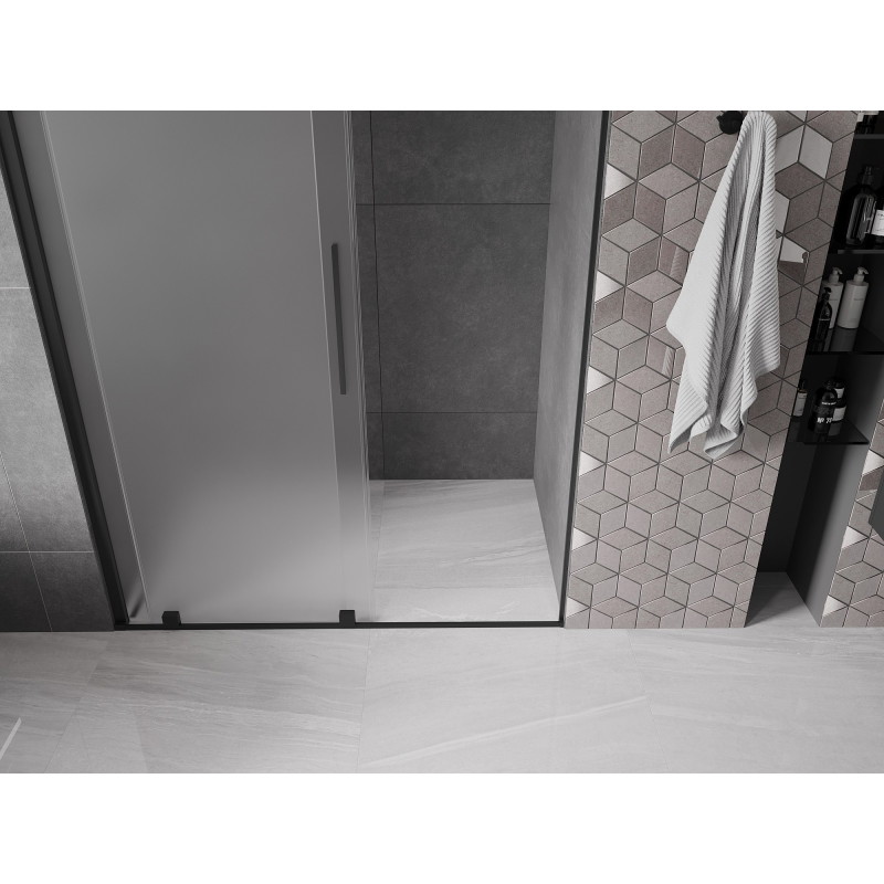 Mexen Velar drzwi prysznicowe rozsuwane 150 cm, szron, czarne - 871-150-000-31-70