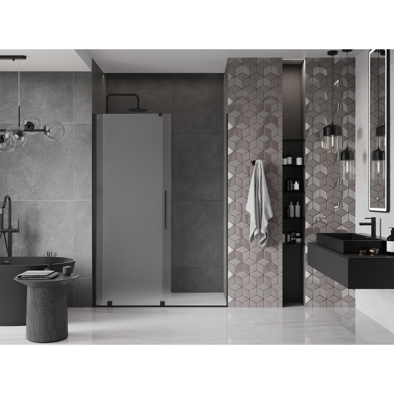Mexen Velar drzwi prysznicowe rozsuwane 160 cm, szron, czarne - 871-160-000-31-70
