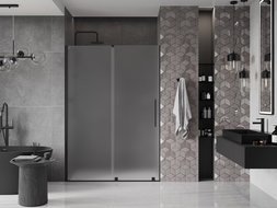 Mexen Velar drzwi prysznicowe rozsuwane 150 cm, szron, czarne - 871-150-000-31-70