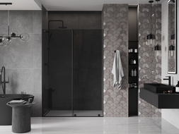 Mexen Velar drzwi prysznicowe rozsuwane 140 cm, grafit, czarne - 871-140-000-41-70