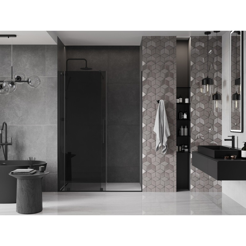 Mexen Velar drzwi prysznicowe rozsuwane 130 cm, grafit, czarne - 871-130-000-41-70