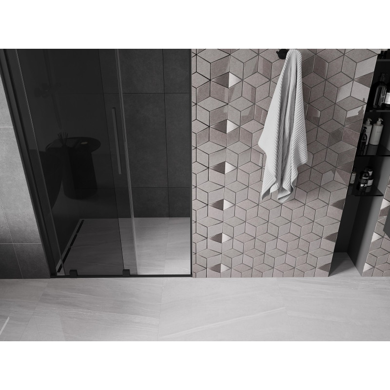 Mexen Velar drzwi prysznicowe rozsuwane 110 cm, grafit, czarne - 871-110-000-41-70
