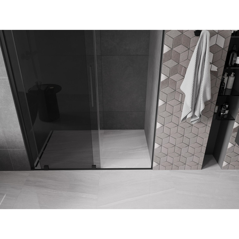 Mexen Velar drzwi prysznicowe rozsuwane 150 cm, grafit, czarne - 871-150-000-41-70