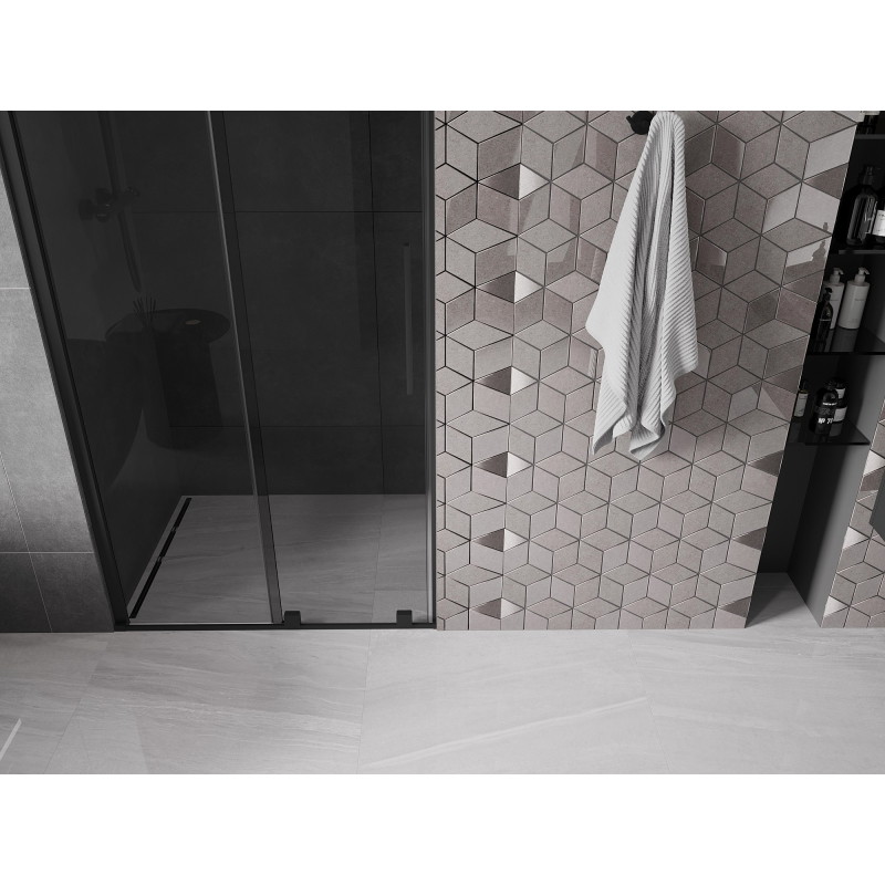Mexen Velar drzwi prysznicowe rozsuwane 110 cm, grafit, czarne - 871-110-000-41-70