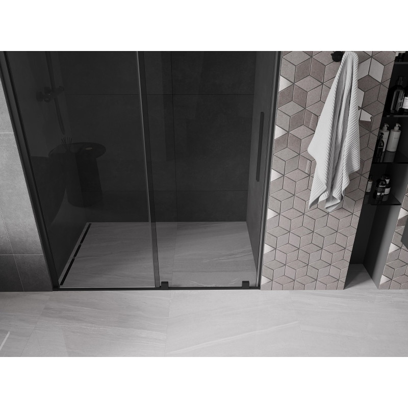 Mexen Velar drzwi prysznicowe rozsuwane 150 cm, grafit, czarne - 871-150-000-41-70