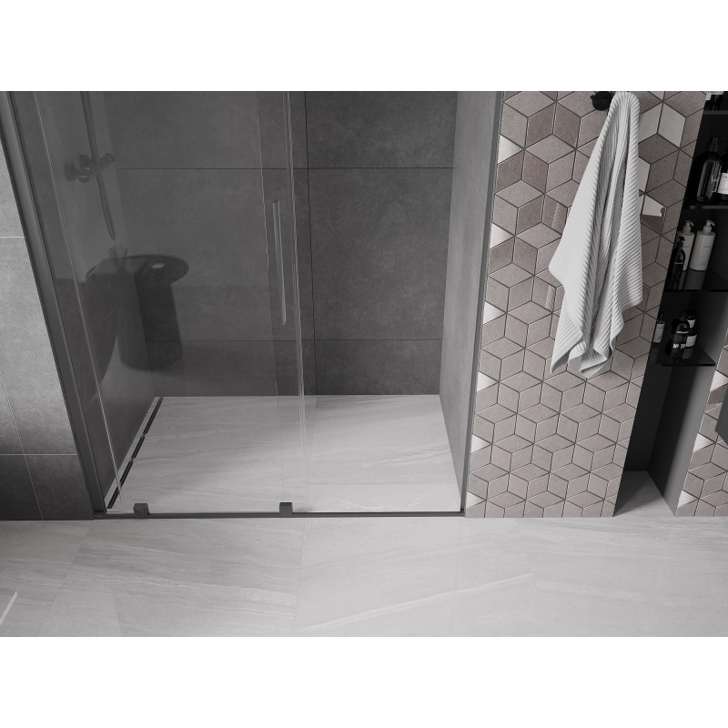 Mexen Velar drzwi prysznicowe rozsuwane 150 cm, transparent, gun metal - 871-150-000-01-95