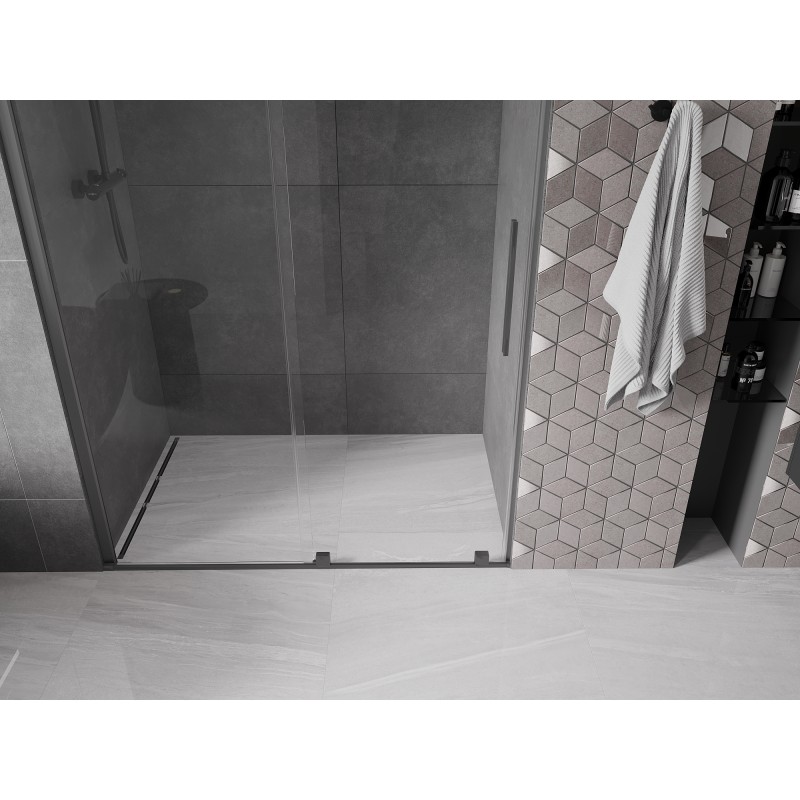 Mexen Velar drzwi prysznicowe rozsuwane 140 cm, transparent, gun metal - 871-140-000-01-95