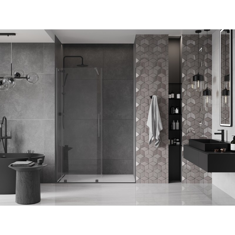Mexen Velar drzwi prysznicowe rozsuwane 140 cm, transparent, gun metal - 871-140-000-01-95