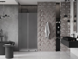 Mexen Velar drzwi prysznicowe rozsuwane 120 cm, szron, gun metal - 871-120-000-31-95