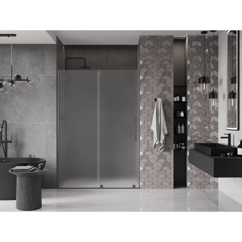 Mexen Velar drzwi prysznicowe rozsuwane 130 cm, szron, gun metal - 871-130-000-31-95