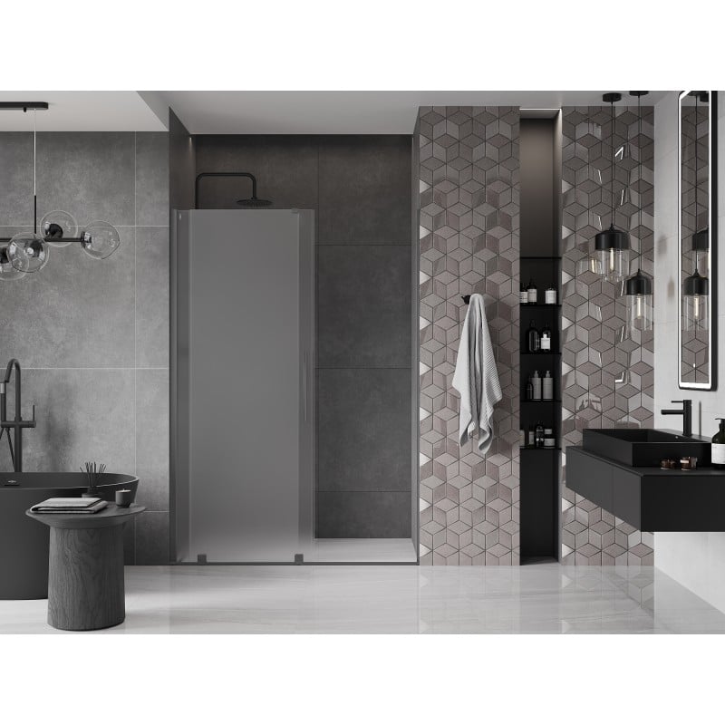 Mexen Velar drzwi prysznicowe rozsuwane 140 cm, szron, gun metal - 871-140-000-31-95