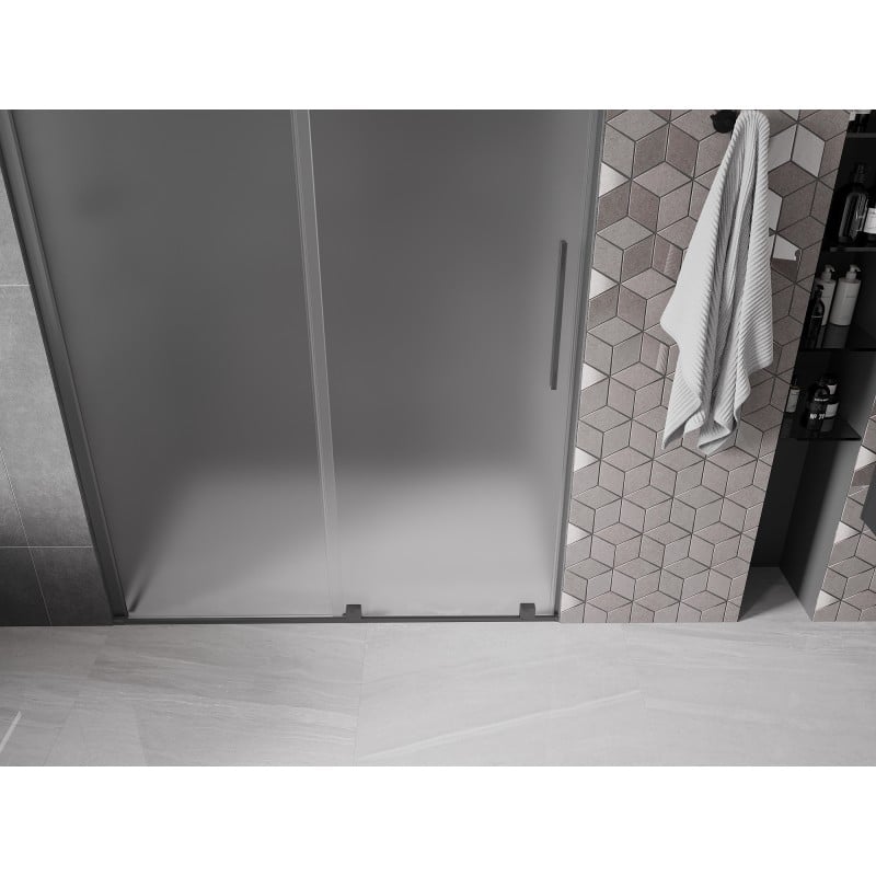 Mexen Velar drzwi prysznicowe rozsuwane 140 cm, szron, gun metal - 871-140-000-31-95