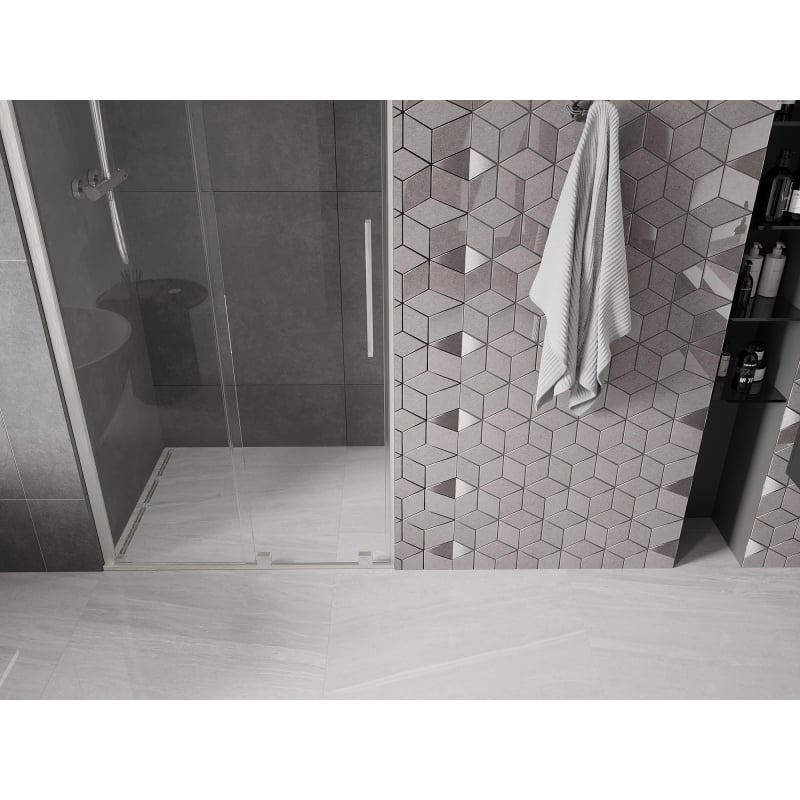 Mexen Velar drzwi prysznicowe rozsuwane 90 cm, transparent, nikiel szczotkowany - 871-090-000-01-97