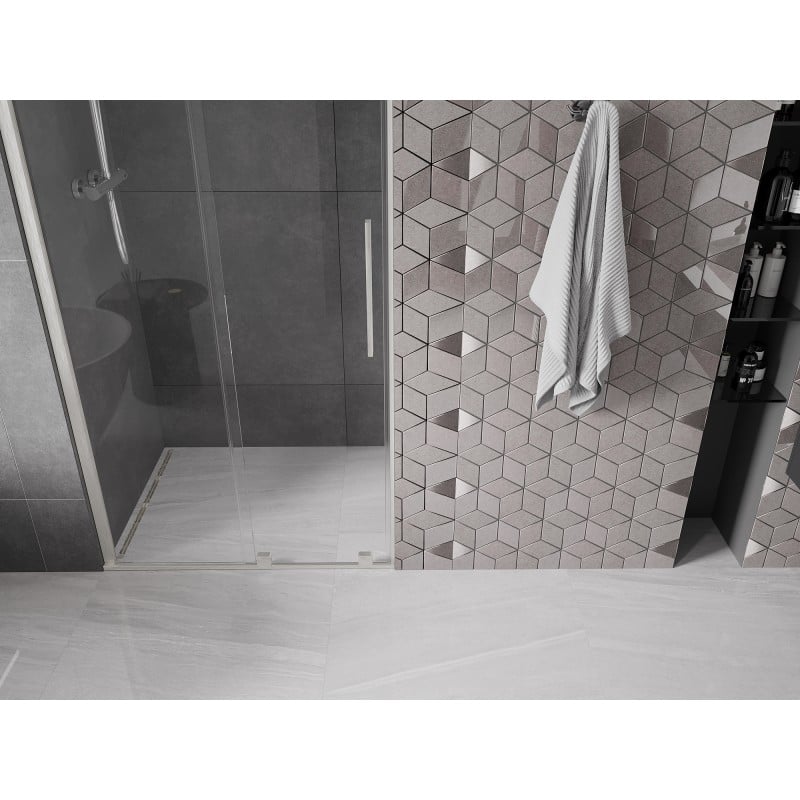 Mexen Velar drzwi prysznicowe rozsuwane 110 cm, transparent, nikiel szczotkowany - 871-110-000-01-97