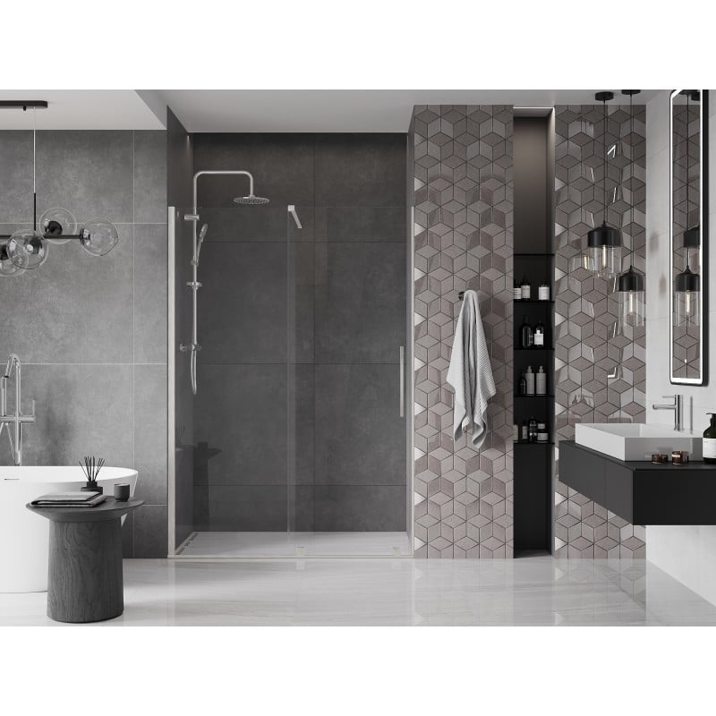 Mexen Velar drzwi prysznicowe rozsuwane 130 cm, transparent, nikiel szczotkowany - 871-130-000-01-97