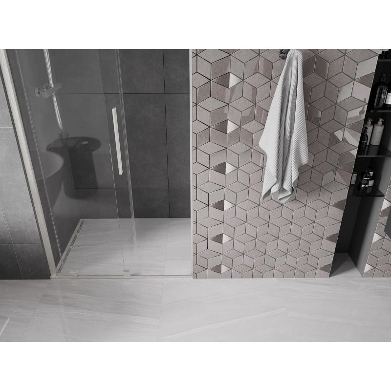 Mexen Velar drzwi prysznicowe rozsuwane 110 cm, transparent, nikiel szczotkowany - 871-110-000-01-97