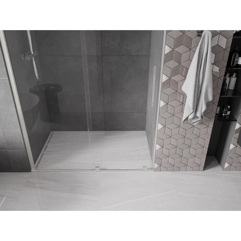 Mexen Velar drzwi prysznicowe rozsuwane 130 cm, transparent, nikiel szczotkowany - 871-130-000-01-97
