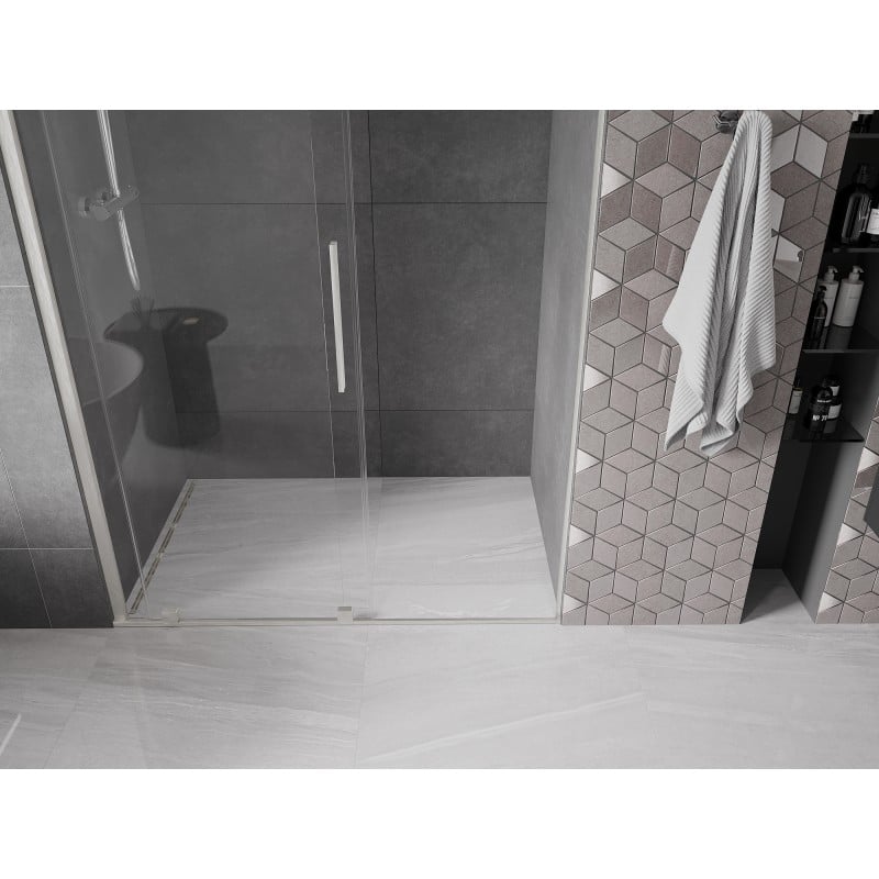 Mexen Velar drzwi prysznicowe rozsuwane 130 cm, transparent, nikiel szczotkowany - 871-130-000-01-97