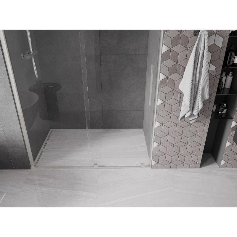 Mexen Velar drzwi prysznicowe rozsuwane 150 cm, transparent, nikiel szczotkowany - 871-150-000-01-97