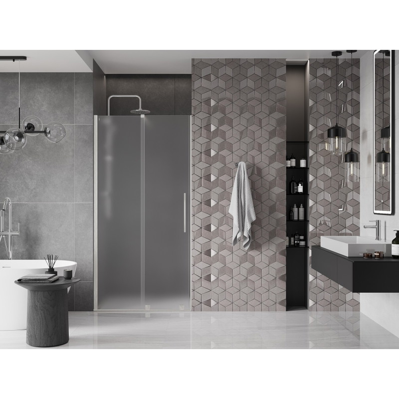 Mexen Velar drzwi prysznicowe rozsuwane 90 cm, szron, nikiel szczotkowany - 871-090-000-31-97