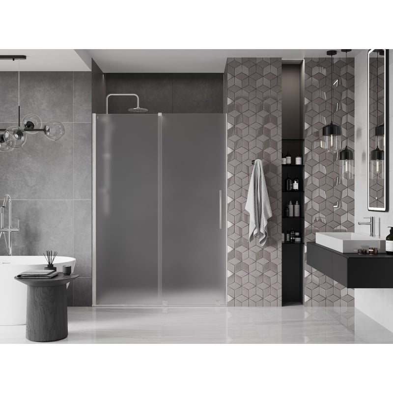 Mexen Velar drzwi prysznicowe rozsuwane 160 cm, szron, nikiel szczotkowany - 871-160-000-31-97