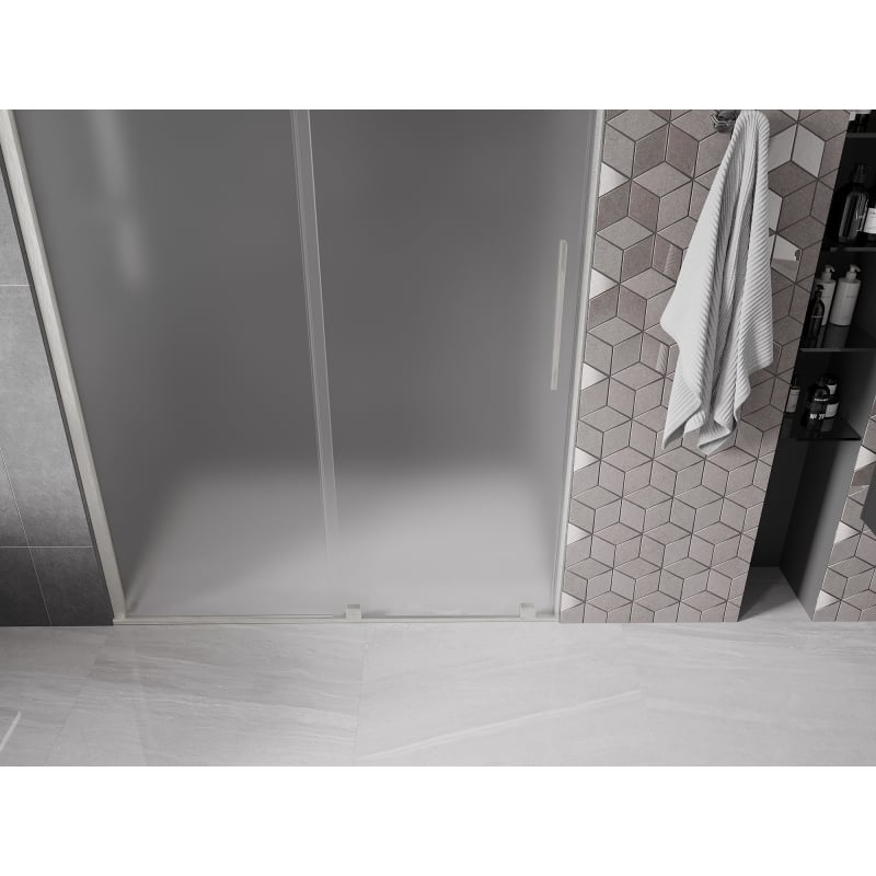 Mexen Velar drzwi prysznicowe rozsuwane 160 cm, szron, nikiel szczotkowany - 871-160-000-31-97