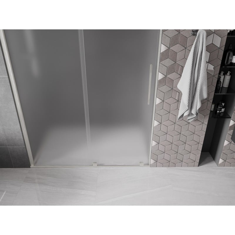 Mexen Velar drzwi prysznicowe rozsuwane 130 cm, szron, nikiel szczotkowany - 871-130-000-31-97