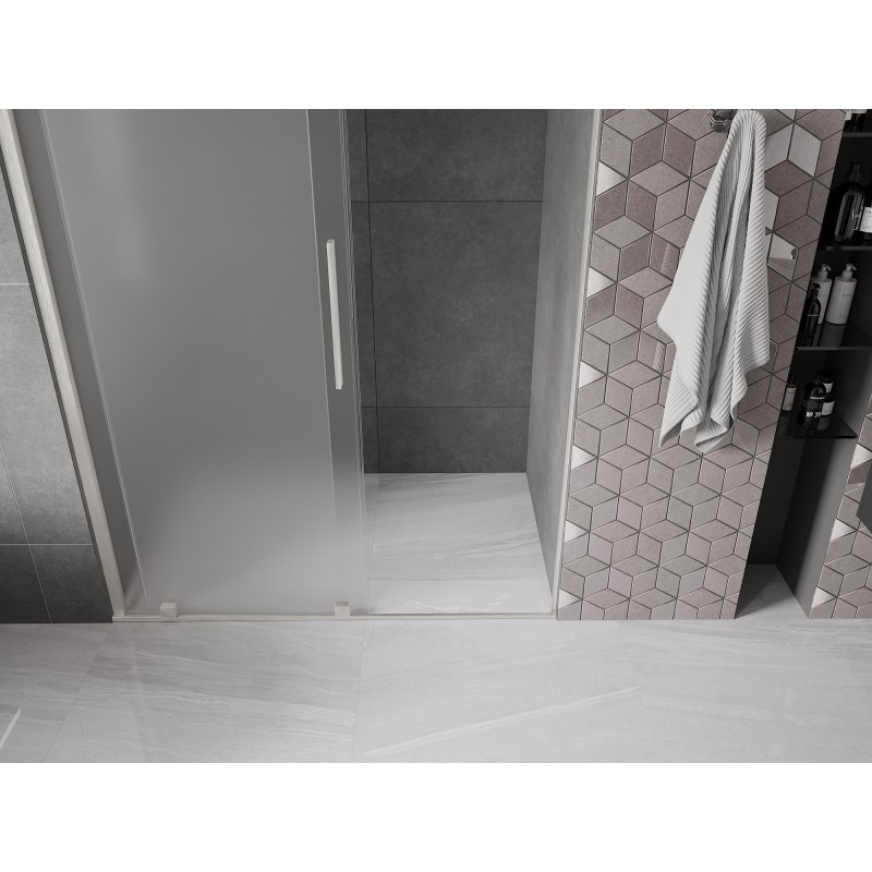 Mexen Velar drzwi prysznicowe rozsuwane 130 cm, szron, nikiel szczotkowany - 871-130-000-31-97