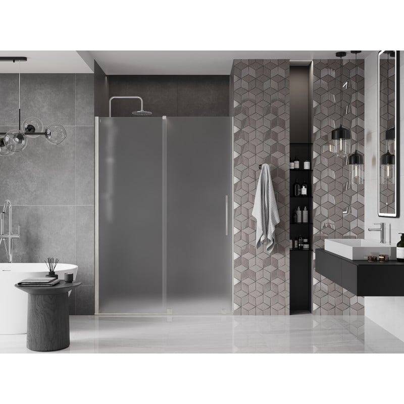Mexen Velar drzwi prysznicowe rozsuwane 140 cm, szron, nikiel szczotkowany - 871-140-000-31-97