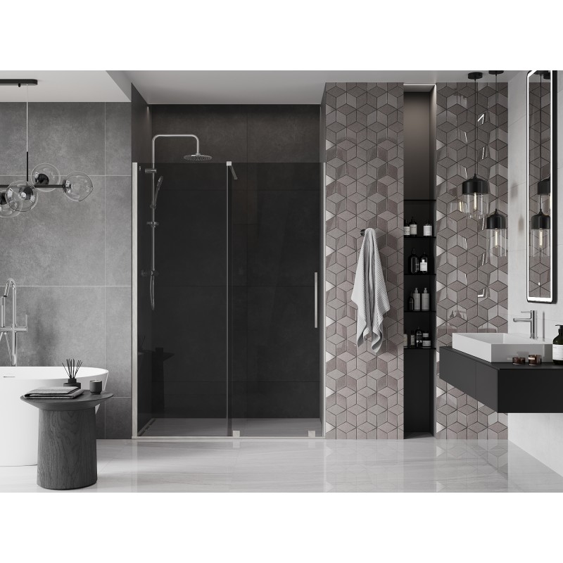 Mexen Velar drzwi prysznicowe rozsuwane 130 cm, grafit, nikiel szczotkowany - 871-130-000-41-97