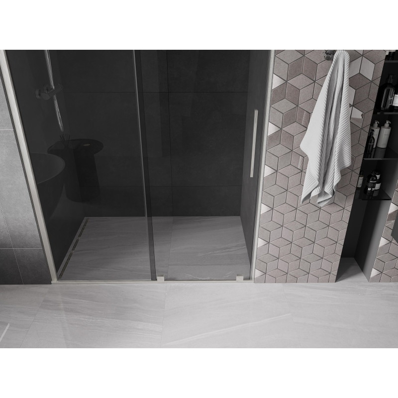Mexen Velar drzwi prysznicowe rozsuwane 140 cm, grafit, nikiel szczotkowany - 871-140-000-41-97