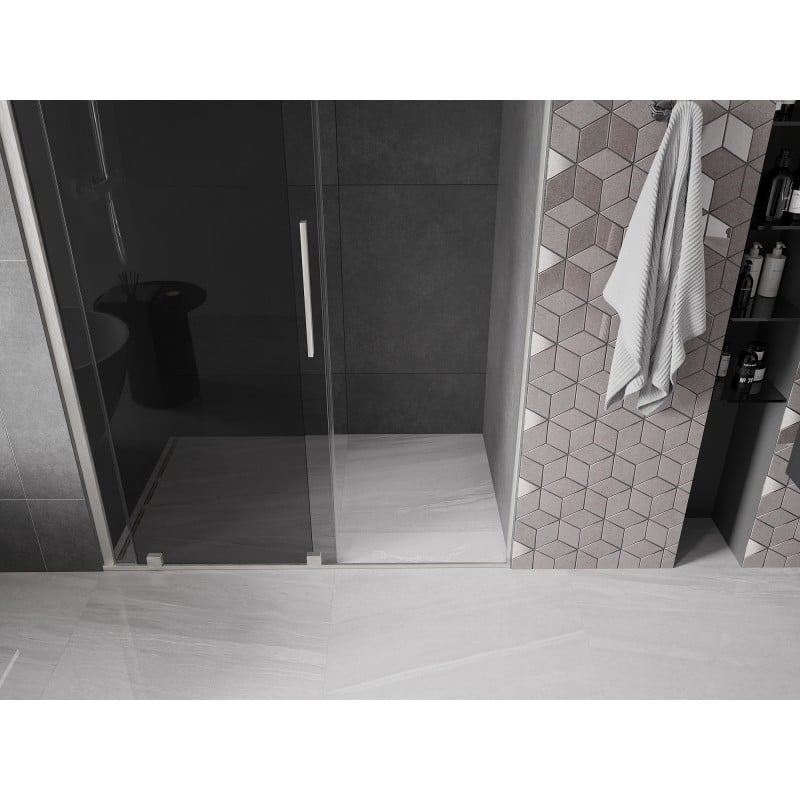 Mexen Velar drzwi prysznicowe rozsuwane 130 cm, grafit, nikiel szczotkowany - 871-130-000-41-97