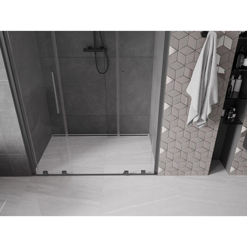 Mexen Velar Duo drzwi prysznicowe rozsuwane 140 cm, transparent, gun metal - 871-140-000-02-95