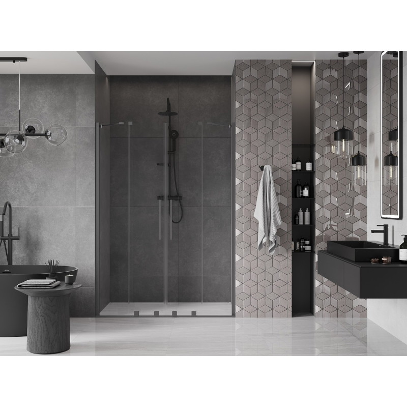 Mexen Velar Duo drzwi prysznicowe rozsuwane 140 cm, transparent, gun metal - 871-140-000-02-95