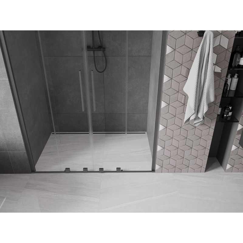 Mexen Velar Duo drzwi prysznicowe rozsuwane 150 cm, transparent, gun metal - 871-150-000-02-95