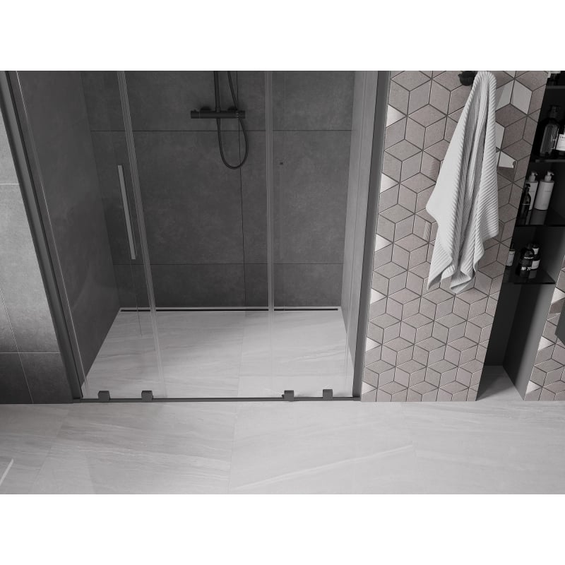 Mexen Velar Duo drzwi prysznicowe rozsuwane 160 cm, transparent, gun metal - 871-160-000-02-95