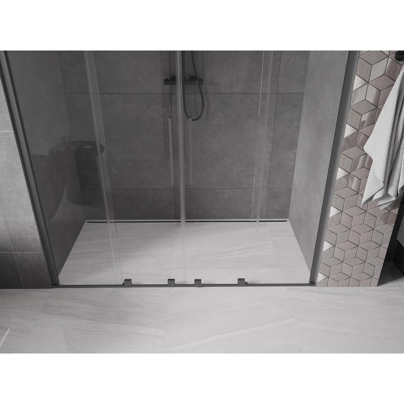 Mexen Velar Duo drzwi prysznicowe rozsuwane 170 cm, transparent, gun metal - 871-170-000-02-95