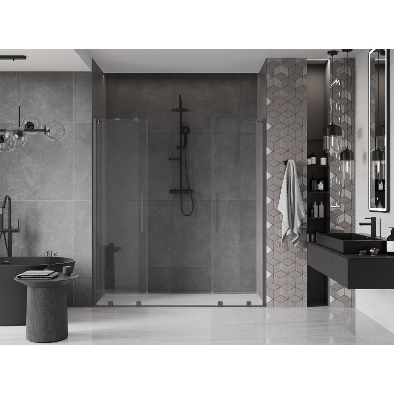 Mexen Velar Duo drzwi prysznicowe rozsuwane 170 cm, transparent, gun metal - 871-170-000-02-95